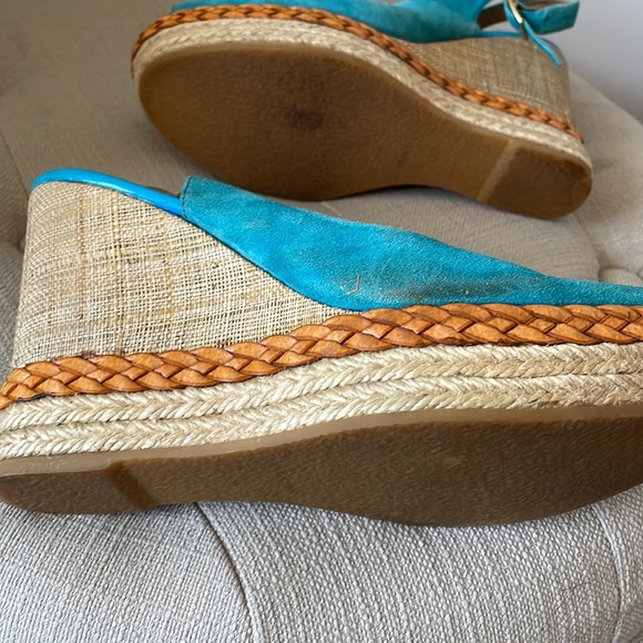 Size 8 turquoise suede espadrilles. 1.5” platform plus 3.5” heel. - Picture 4 of 4